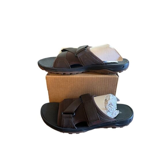Rockport XCS Sandals Mens Brown Fabric Slide Open Toe Slip NEW 8 W NEW - Picture 1 of 5